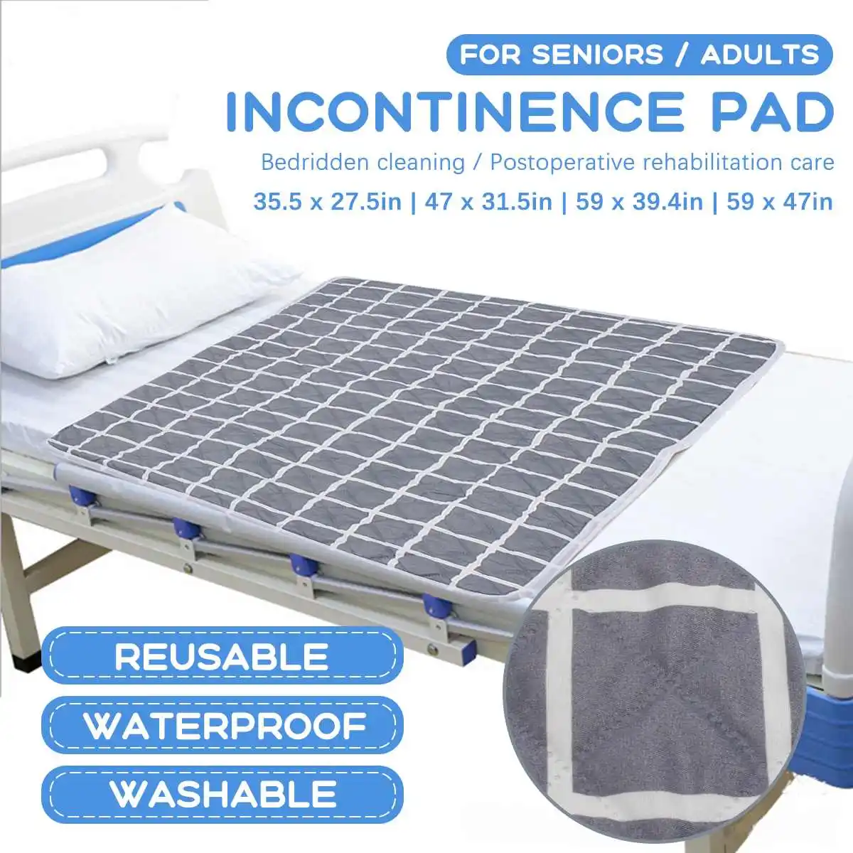 Washable Incontinence Bed Pad Reusable Changing Pad Sheet Urine Mat Nappy Diaper Mattress Protector Cover Kids Adult Waterproof 2