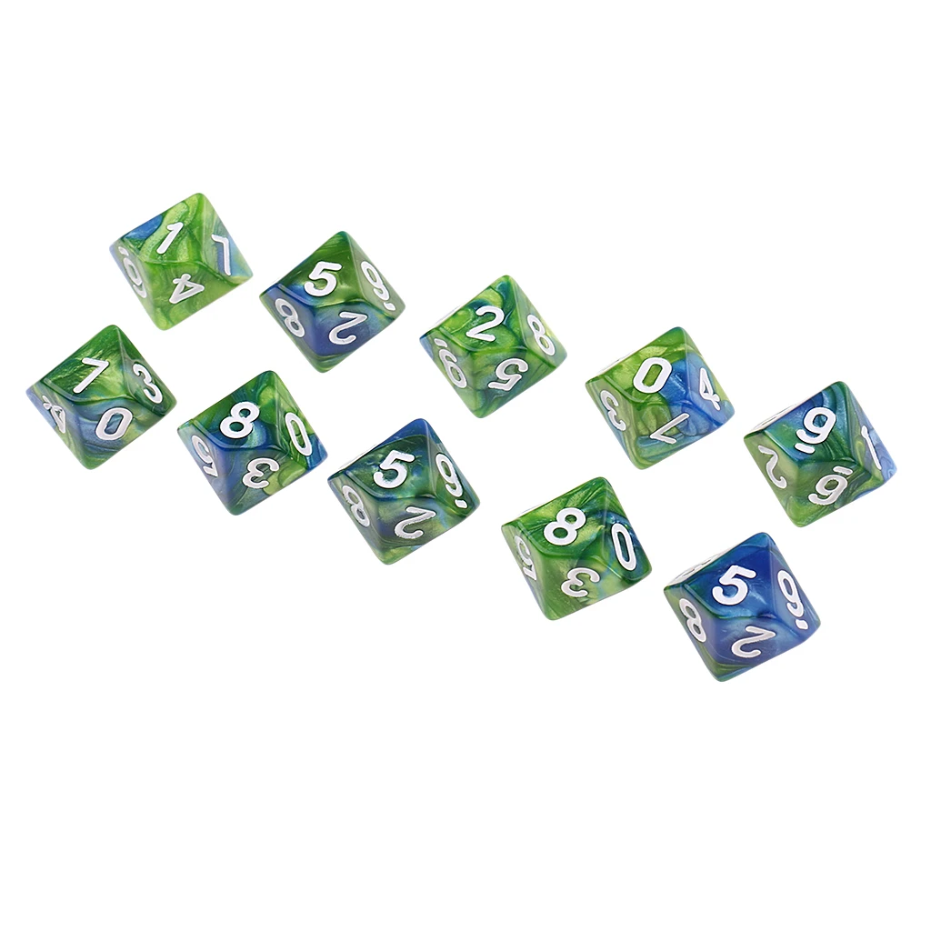 10pcs 10 Sided D10 Colorful Polyhedral Dice Double Color Dice for RPG Table Games Board Game Accessory game dice dice set acrylic dice