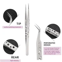 Eyelash Extension Specialized Tweezers Professional Stainless Steel Portable Anti-static Makeup Remover Beauty Cosmetic Tools 2