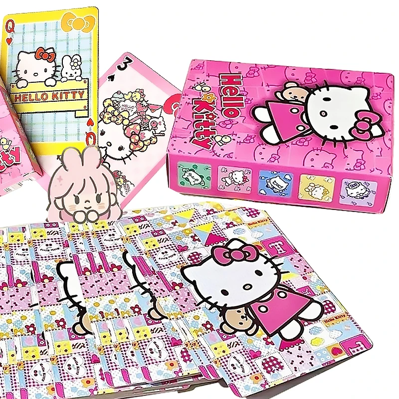 

2022 New Sanrioed Hello Kitty Poker Kawaii Anime Playing Cards Game Poker Cards Board Games Cute Kt Cards Collectible Girls Gift