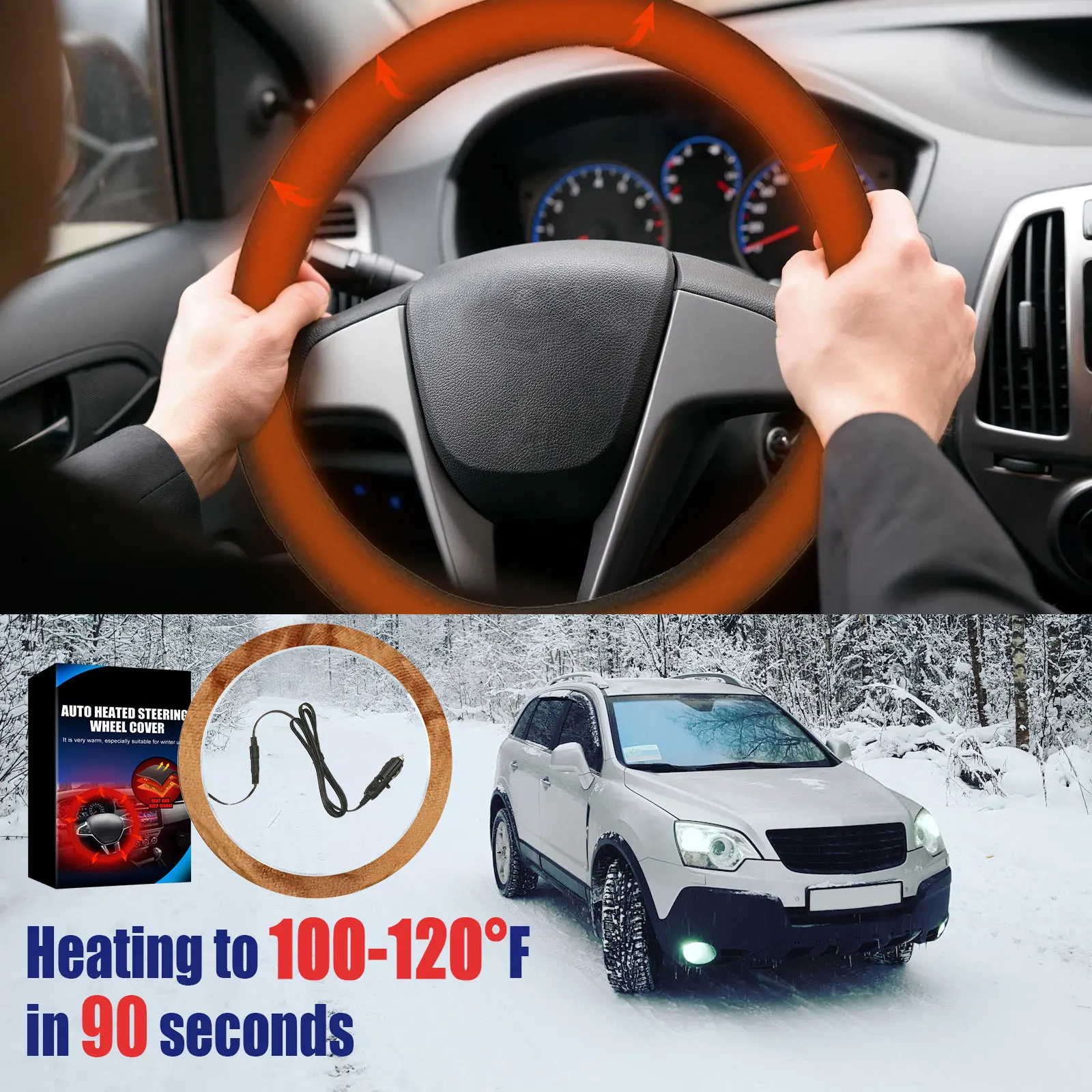 Heated Steering Wheel Cover Quick Heating Electrical Auto Steering