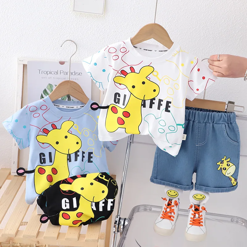 

Baby Clothes Summer Boys Clothing Sets Fashion Tie T-shirts +stripe Short 2pcs Suit Children Clothes For Bebe Boys