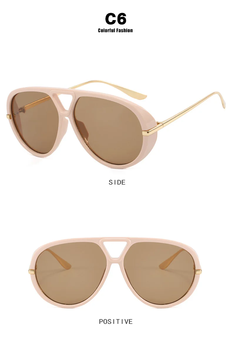 Vintage-Sonnenbrille mit dickem Rahmen, Legierung, Cat-Eye-Sonnenbrille für Damen, neue Mode, blau-grüne Sonnenbrille, Damen, Übergröße, ovale Driving Shades – Detail 9