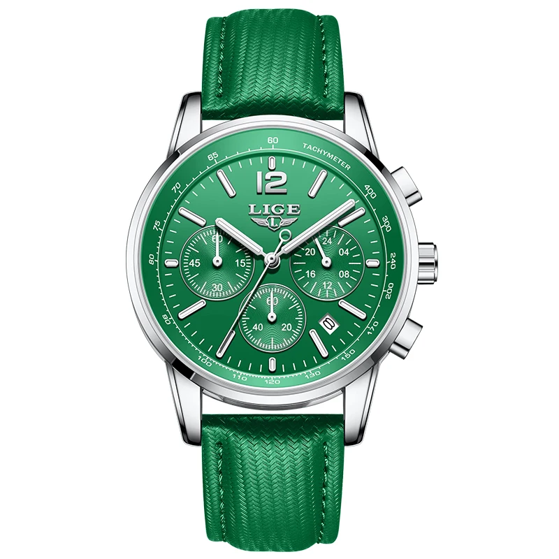 Luxury Men's Leather Watch - LIGE Chronograph Sport Waterproof with Gift Box