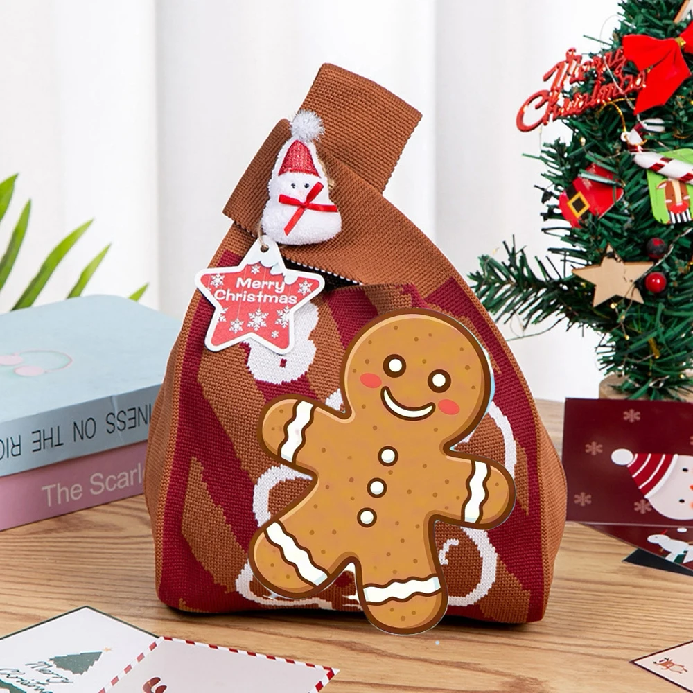 Knitted Handbag Festive Large Capacity Shopping Bag Festival Gift Bag Decorative Holiday Handheld Bag For Holiday Outings