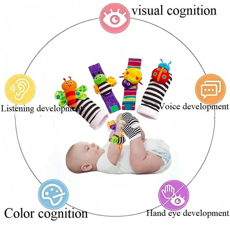 Baby Infant Wrist Rattle Socks Toys 0-12 Month Girl Boy Learning Toy Early Educational Development Cute Toddlers Sensory Gifts