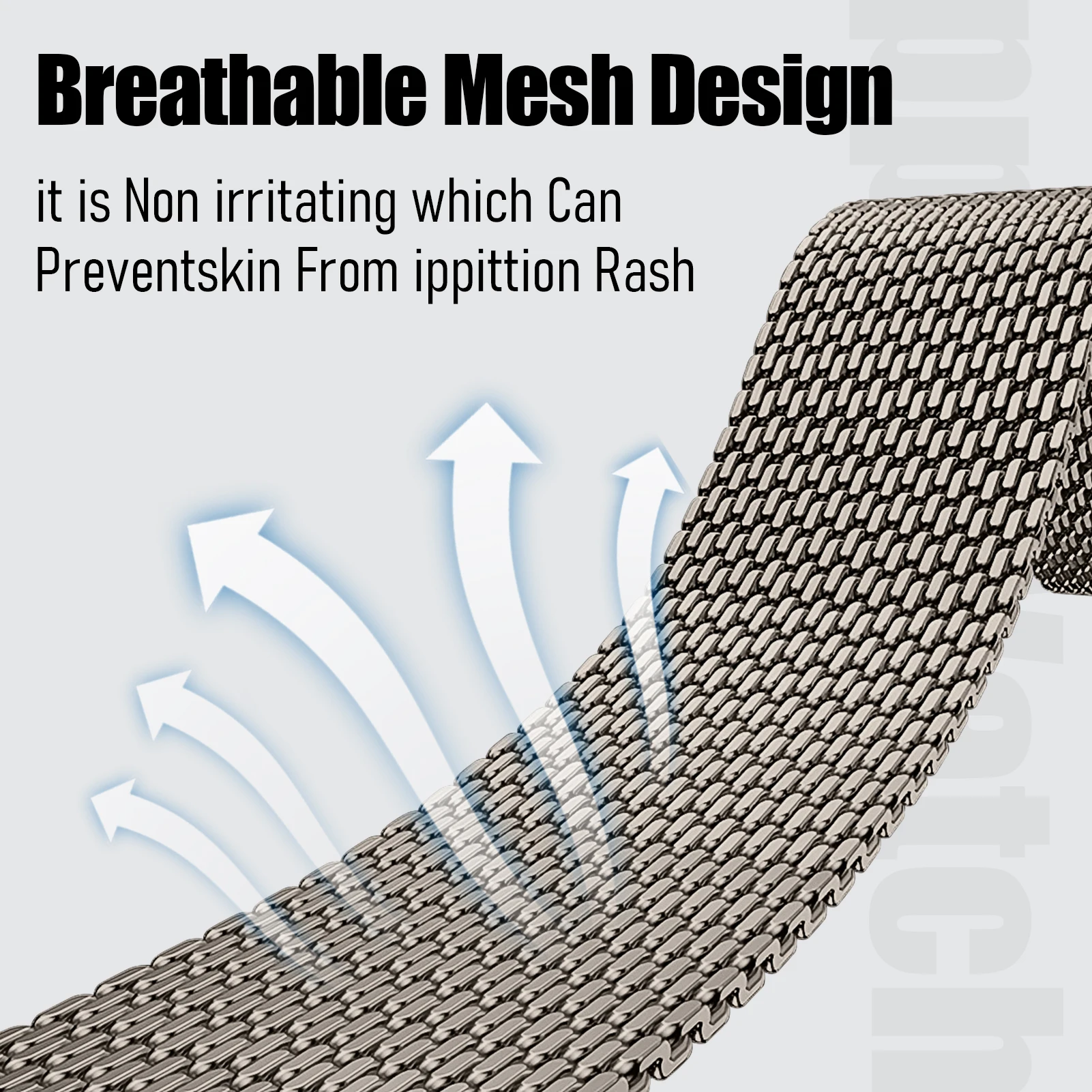 Sleek Milanese Mesh Metal Bracelet Strap, 18mm/22mm,
