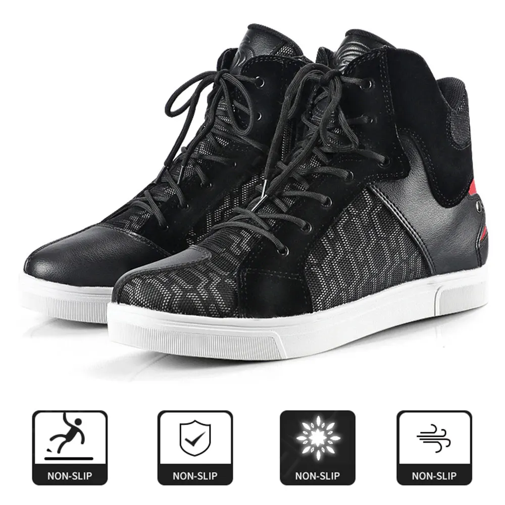 Motorcycle Boots Reflective Off-road Boots Men Women Casual Breathable Shoes Race Track Pull Locomotive Sneakers Riding Botas