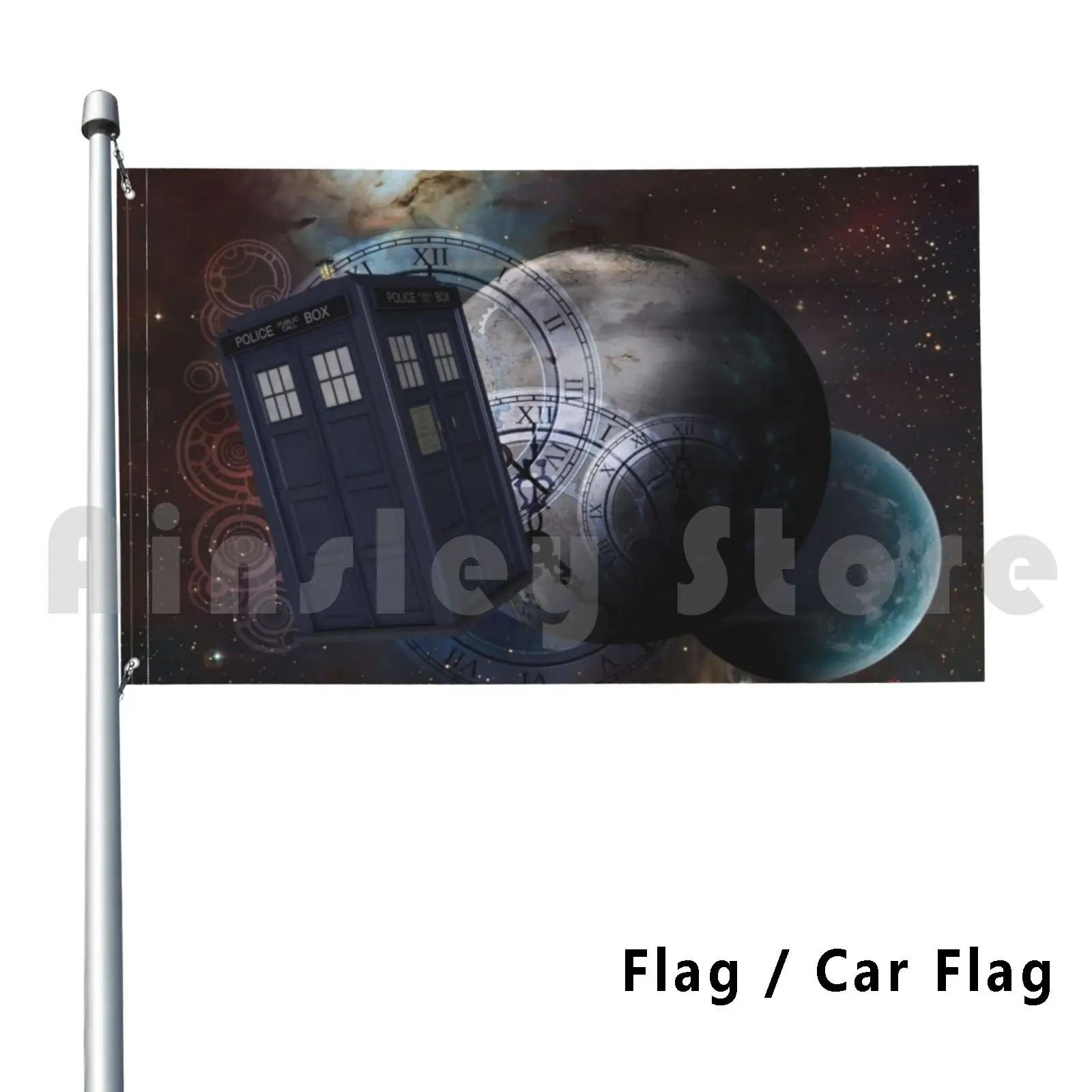 Time Flight 2 Flag Car Flag Printing Custom Tardis Sci Fi Fantasy Time Flight Flying Through Space Space