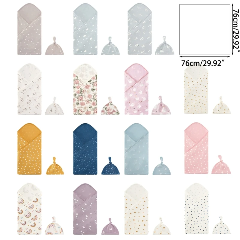 Swaddles 랩 용 면화 Swaddles 담요 0-3개월용 모자