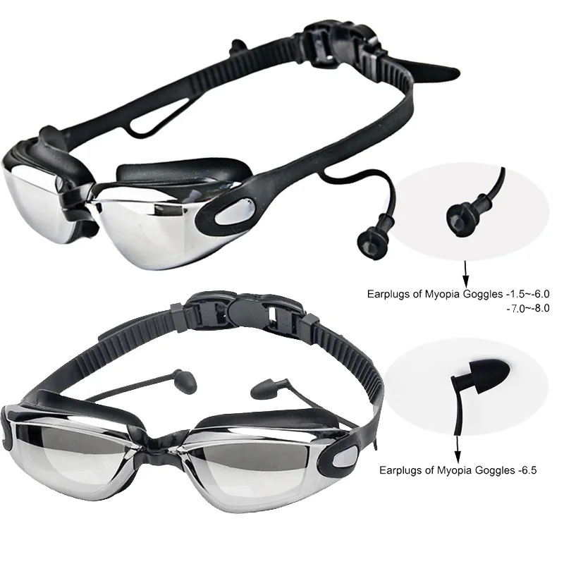 Men Women Myopia Swim Goggles Adults Professional Waterproof Plating Anti Fog UV Swimming Pool Optical Glasses Earplugs Eyewear swimming goggles