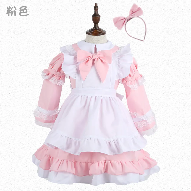 Cute Princess Alice Maid Costume 4-12Y For Kid Girls Lolita French Sweet Apron Dress Fancy Birthday Outfit Baby Child Halloween