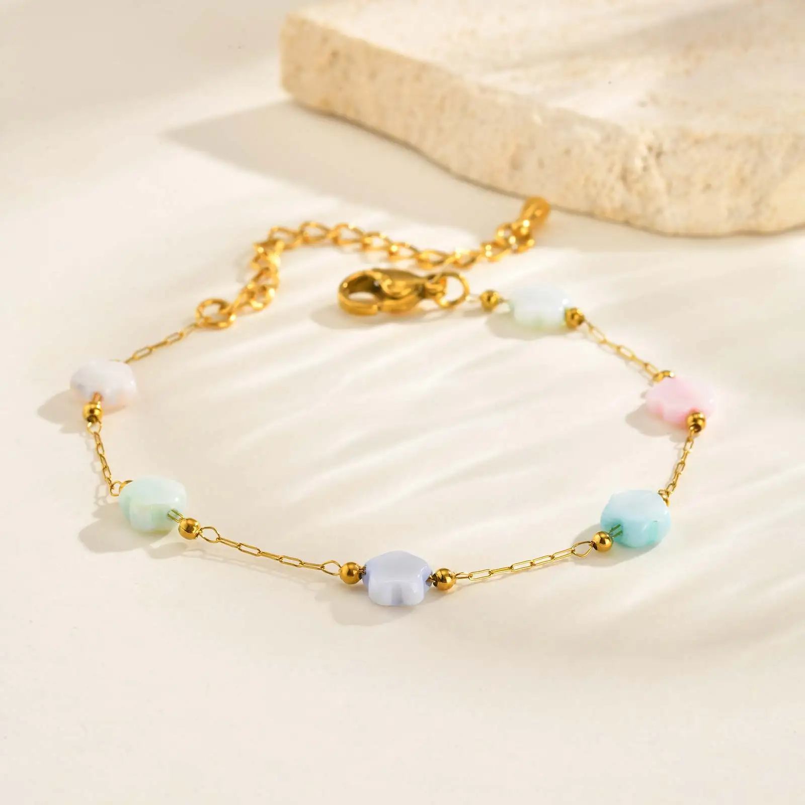 Exquisite bunte Blumen Perle Böhmen Halskette Edelstahl Charm Armbänder Mode ästhetischen Schmuck für Frauen Geschenk – Detail 6