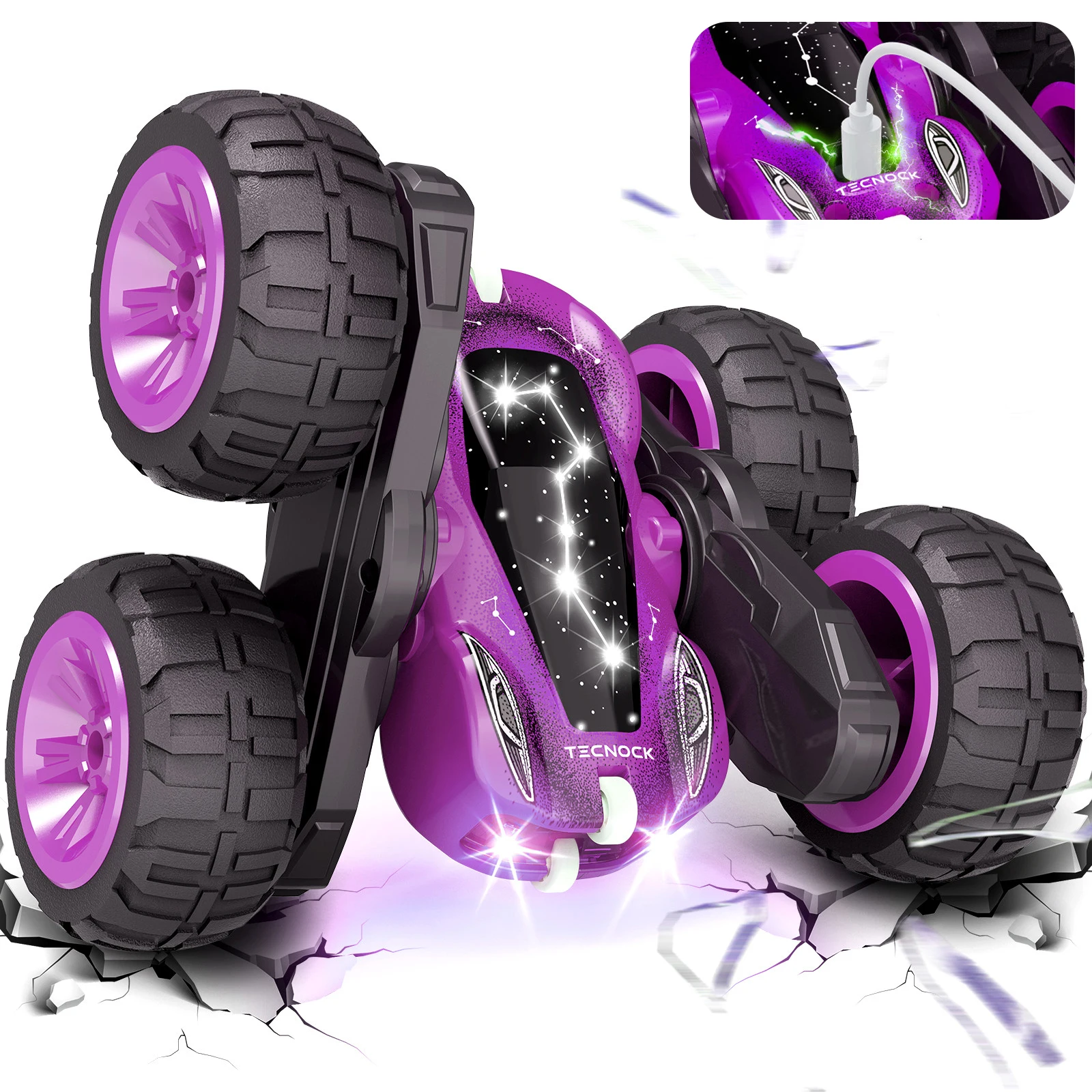 Remote Control Car with Lights, Type-C Fast Charging,