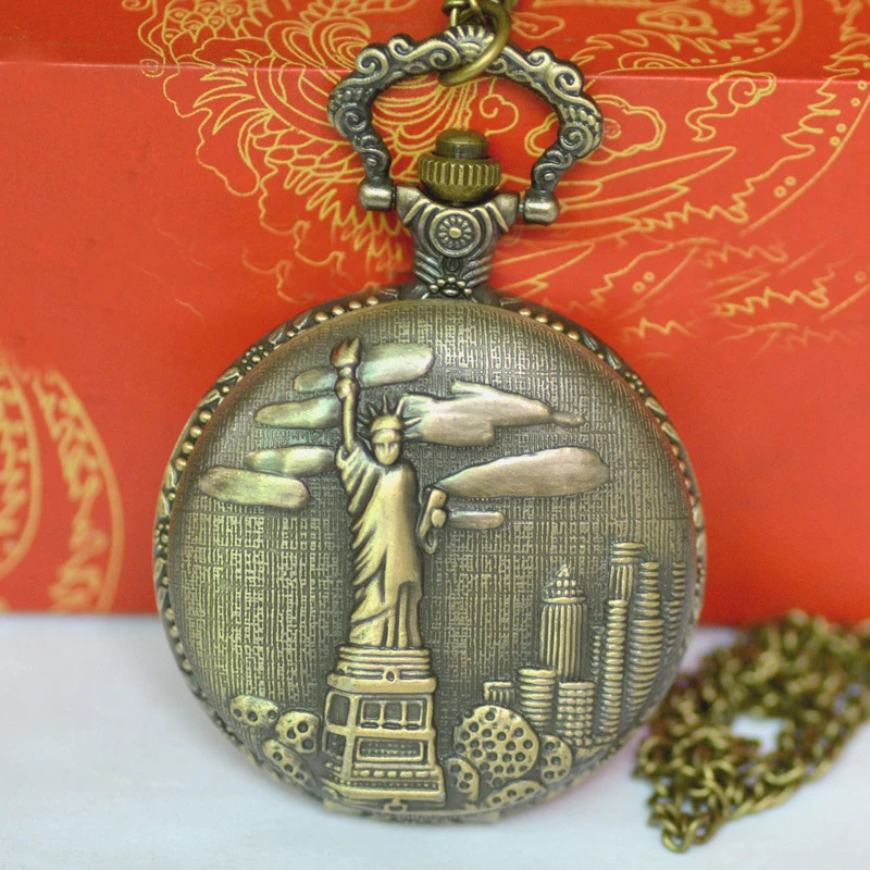 

Vintage Goddess Quartz Pocket Watch Men Women Arabic Numeral Necklace Chain Clock Dropshipping
