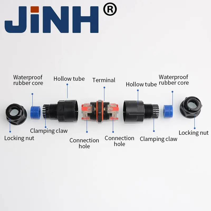 

Водонепроницаемый наружный соединитель для кабеля JINH IP68, быстроразъемный 5-контактный светодиодный фонарь, распределительная коробка 250 в 16 А, медь 6-11 мм