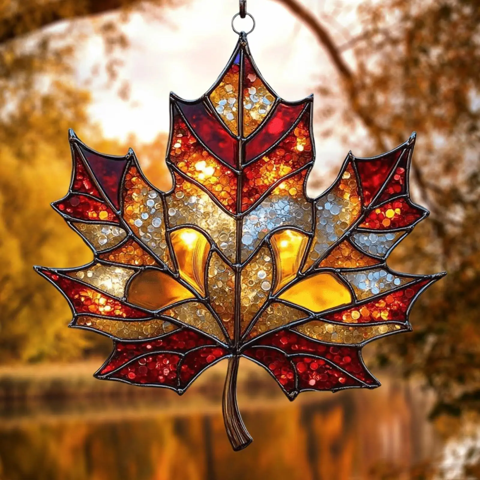 Fall Maple Leaves Acrylic Pendant Sun Catcher 2D Light Catcher For Window Aesthetic Wall Crafts Pendant Thanksgiving Decoration