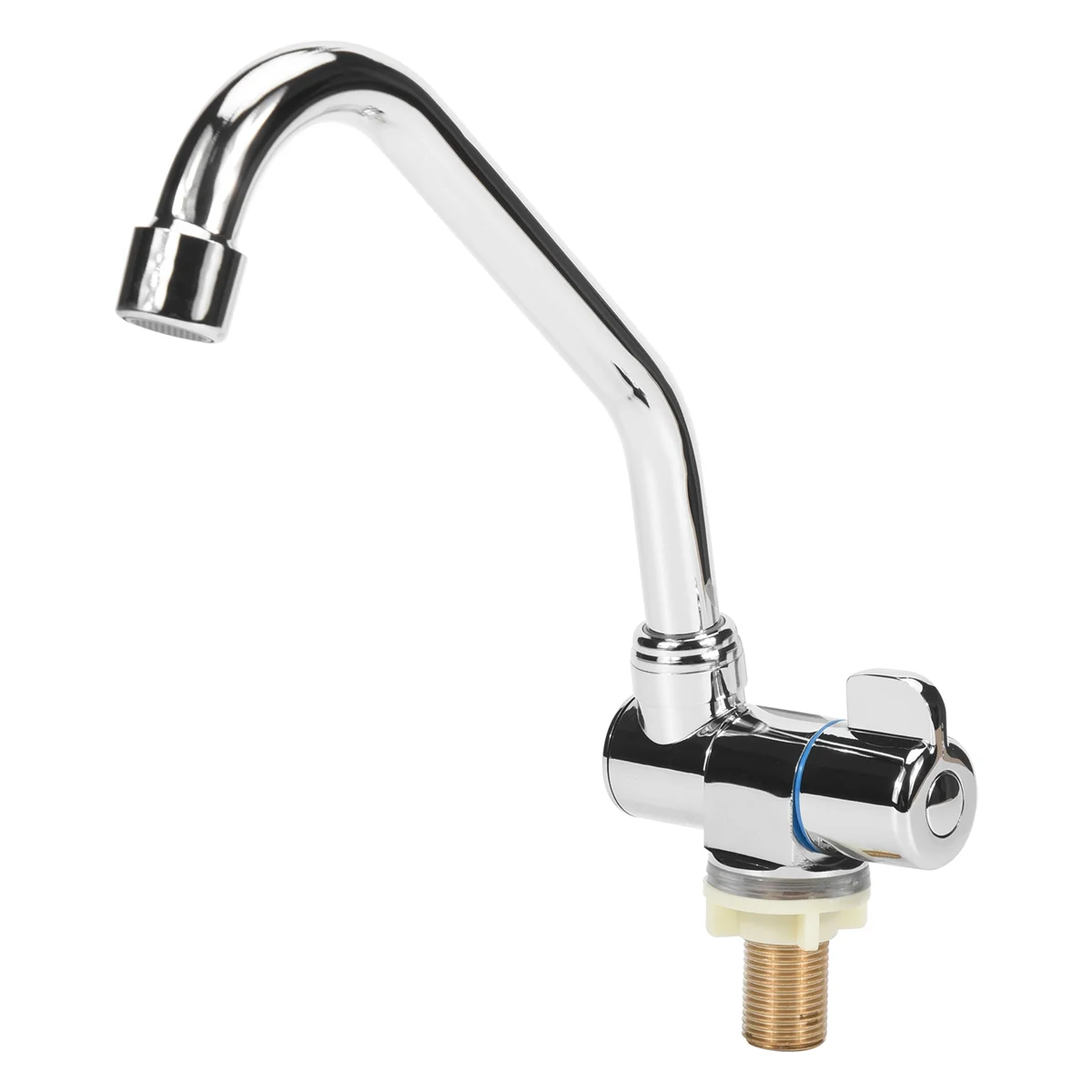 Torneira de Água Fria de Cobre Única Alça Giratória Deck Montado na Parede Torneira de Cozinha Dobrável