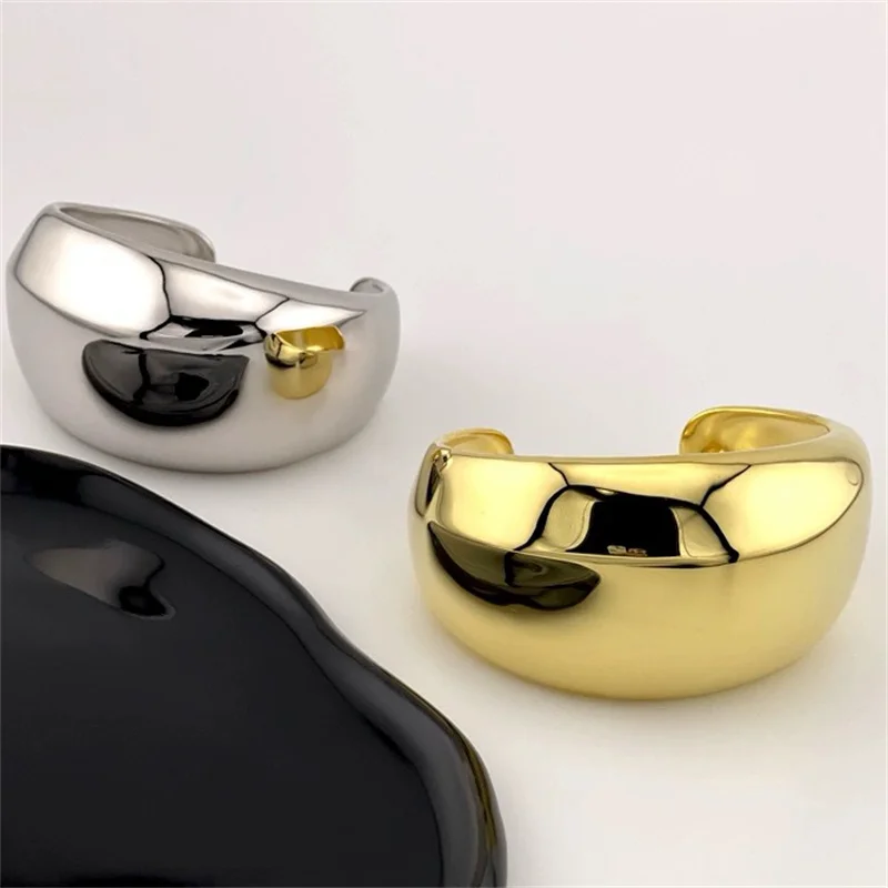 

Open wide version curved glossy bracelet for women 925 silver light luxury adjustable bracelet high-end