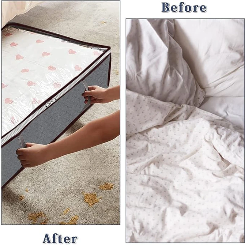 VitalUp Storage Bags 20x20x8, 3 Pack Durable Zippered Storage Bags For Comforters, Blankets, Clothes, And Bedding - Breathable Nonwoven