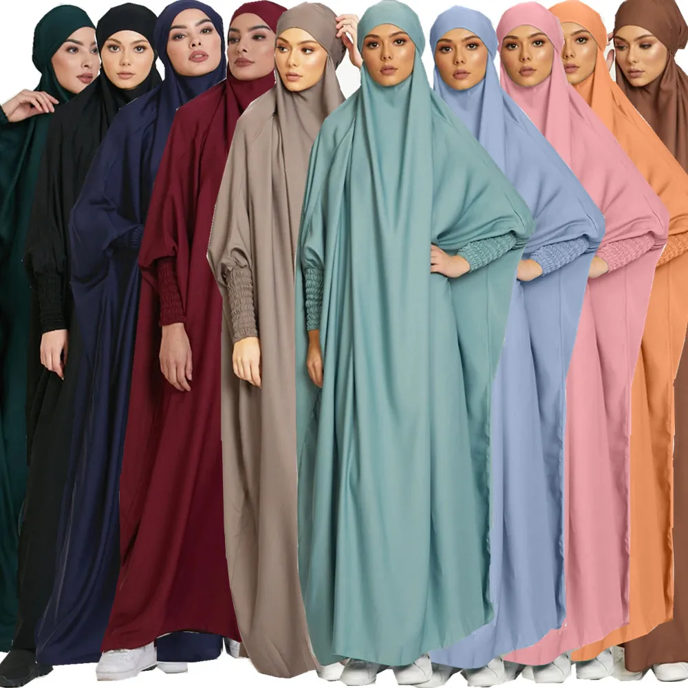 One Piece Khimar Muslim Women Overhead Jilbab Long Hijab Abaya Prayer Arab Dress