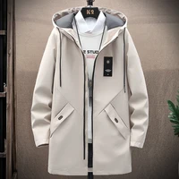 2023 Spring Men's Classic Fashion Trend Long Windbreaker Men Casual Loose Large Size High-Quality Hooded Coat