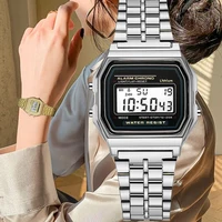 Elegant Digital Watch For Women Gold Silver Stainless Steel Business Ladies Electronic Wrist Watches Man Clock Zegarek Damski