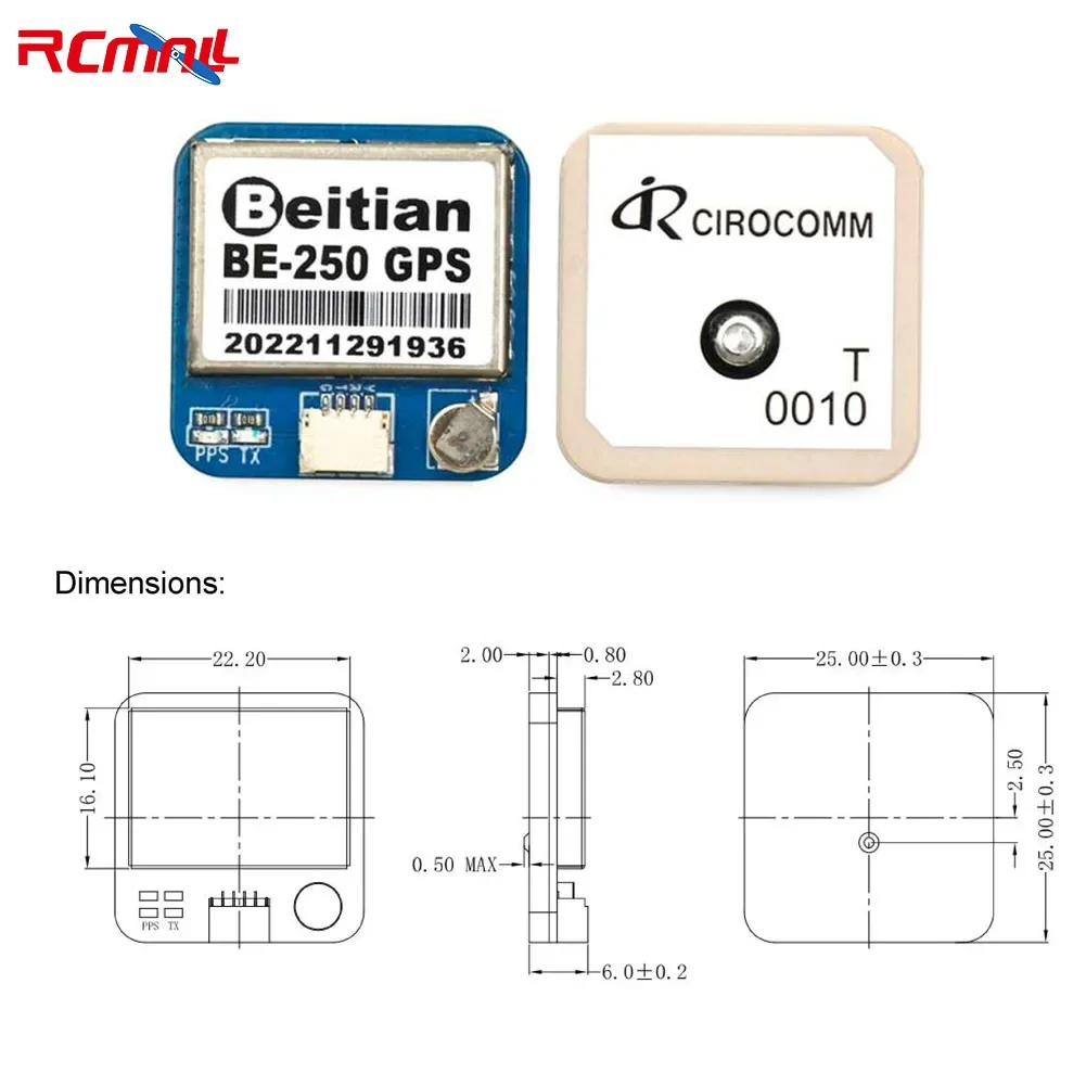5PCS Beitian M10 BE-250 GPS 모듈 세라믹 안테나(플래시 포함) 차량용 드론용 초저전력 GNSS 수신기
