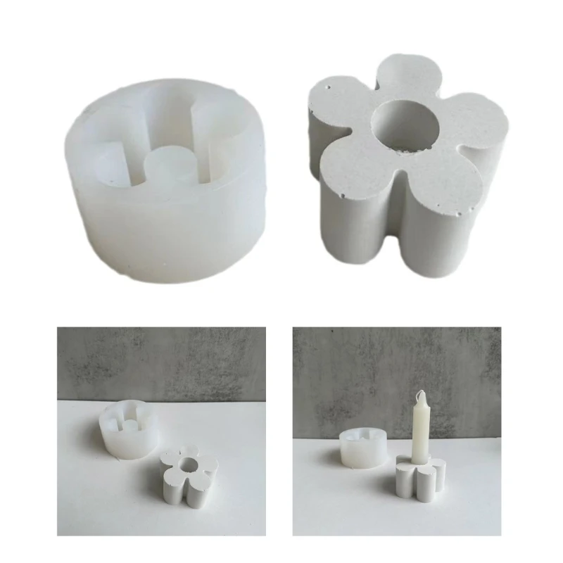 Flower Cement Candle Holder Mould Home Decorations Wedding Party Baking Mold