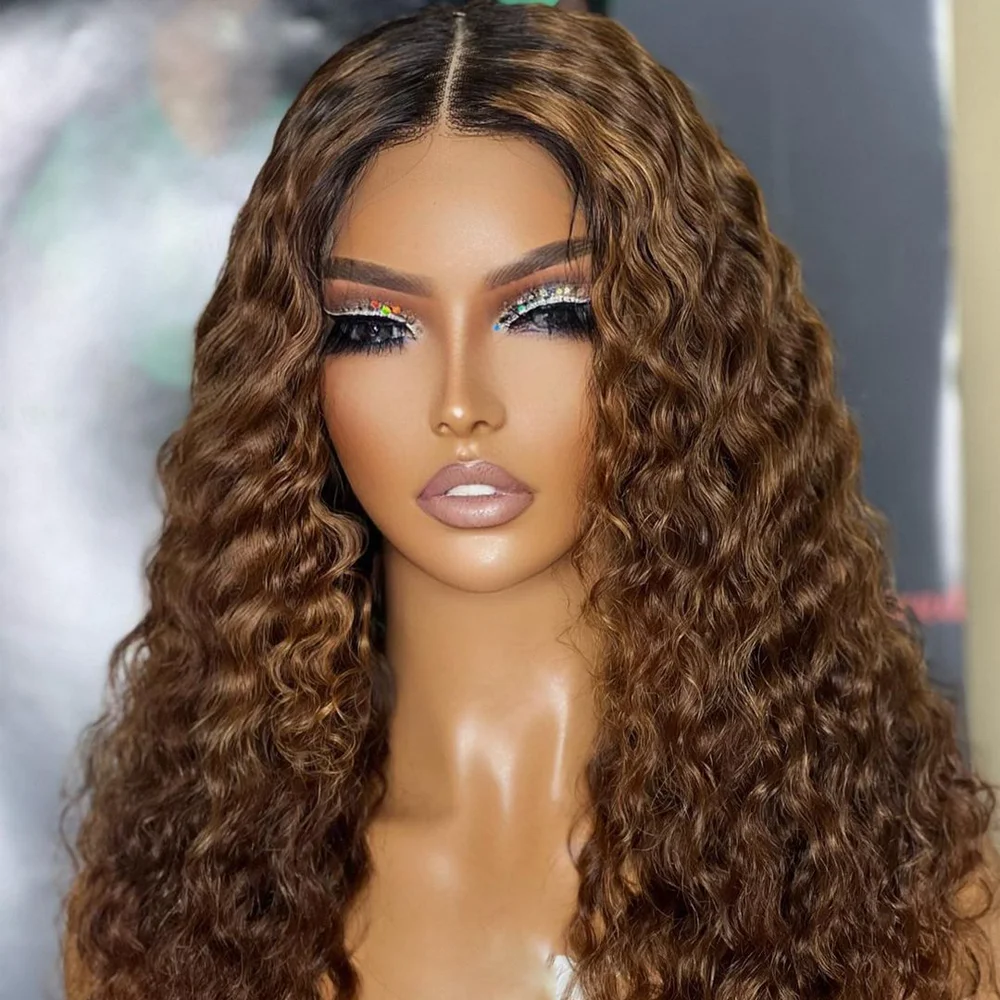 brown curly wig