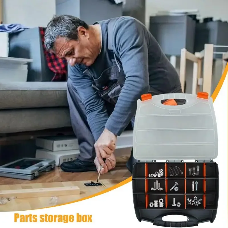 15 Hole Portable Tool Parts Organizer Box Screw Storage Box Small Parts Hardware Tool Screwdriver Auto Repair Tool Box 2