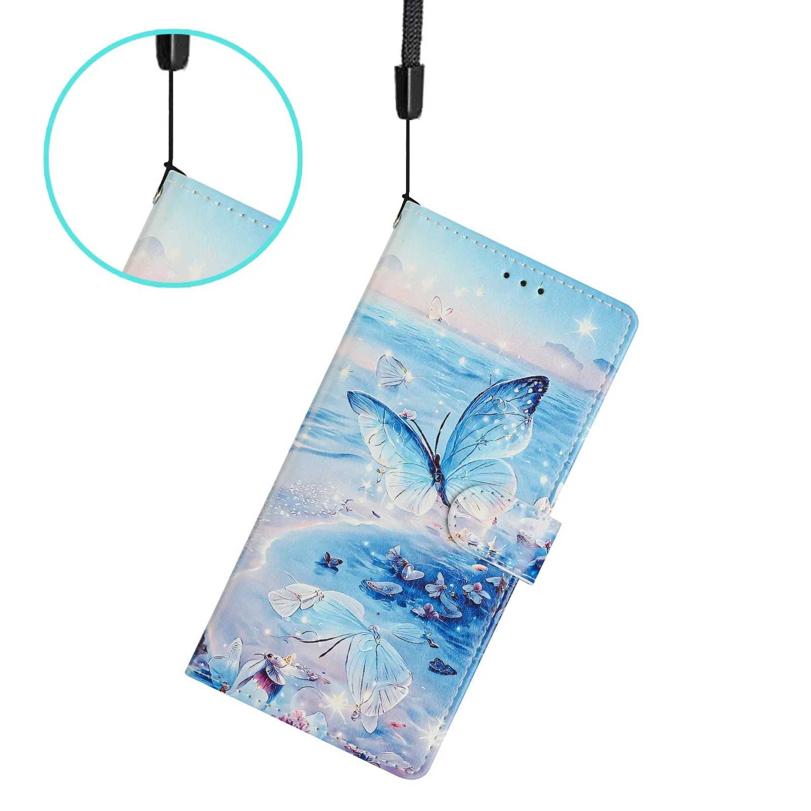 3D Butterfly Flower Leather Flip Phone Case Cover