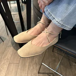 Bailamos 2024 Spring Women's Soft Leather Ballet Flats - 38 (Apricot 134)