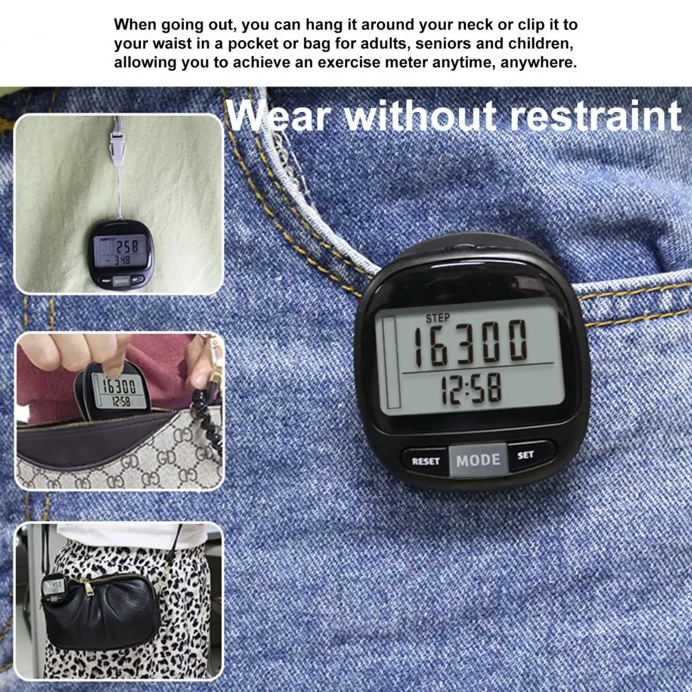 Easy to Use LCD Large Screen Pedometer Touch Button Digital Pedometer Step Walking 3D Digital Walking Use