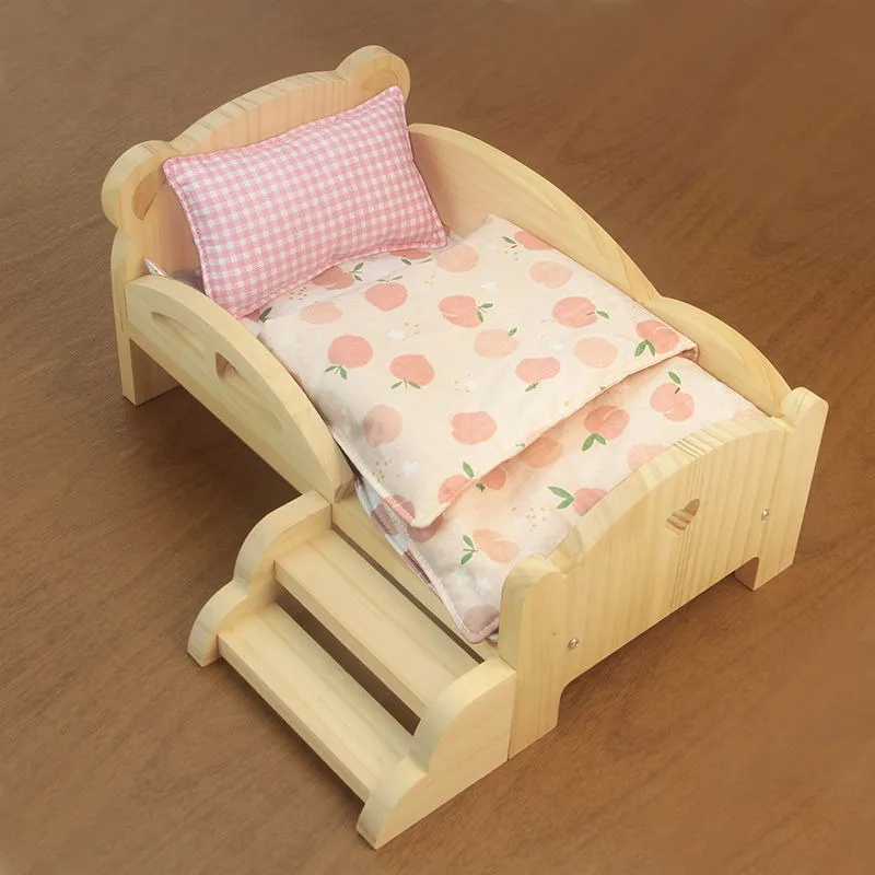 Baby Doll Miniature Bed with Stairs Fashion Doll Play for 20cm 1/6 Doll Accessory Play House Furniture Set Dollhouse Decoration 4