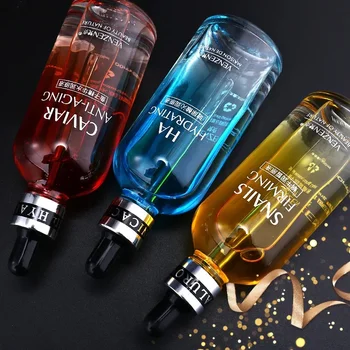 100ml acido ialuronico siero viso idratante restringere i pori rimuovere le linee sottili lumaca antirughe sbiancare il caviale siero Anti-età
