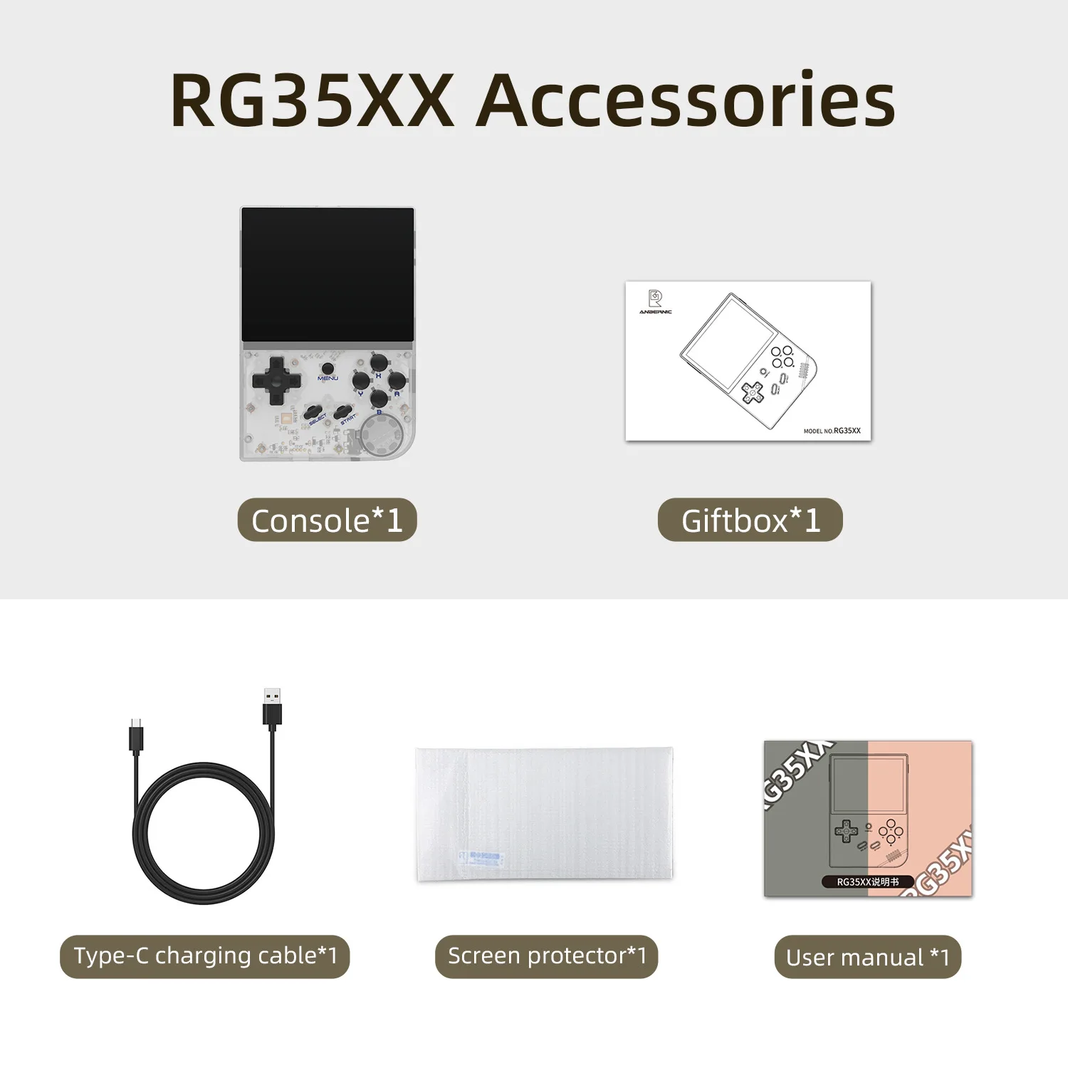 Anbernic Ʈ  ܼ, ޴ 3.5 ġ IPS ũ,  ī , 128G 30000 ,  ̴ ޴ ܼ, RG35XX