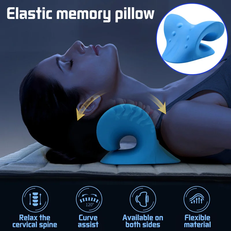 Award-winning Chiropractic Neck Pillow, Blue Neck Support, Neck Pain Relief,  Cervical Pillow, Neck Traction, Size Medium 