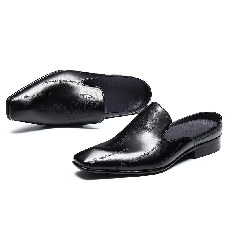 Men's Genuine Leather Spring Luxury Brand Elegant Slip On Slippers Designer Wedding Shoes Bride For Men Moccasin Shoe