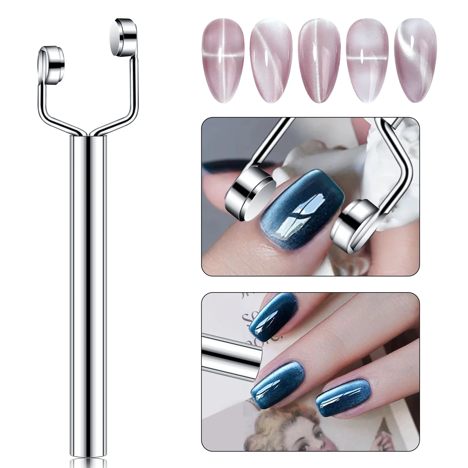 Nail Art Cat Eye Glue Magnet 3 in 1 Y Cat Eye French Magnet Large Cylinder Nail Tools Multifunctional Magnetic Stick