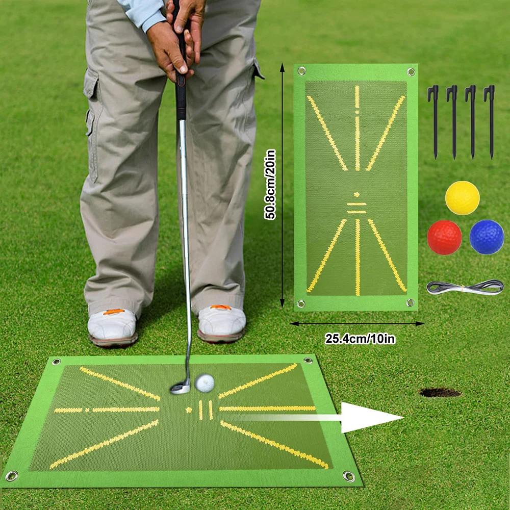 Golf Swing Training Pad with 3Pcs Practice Ball Outdoor Indoor Home