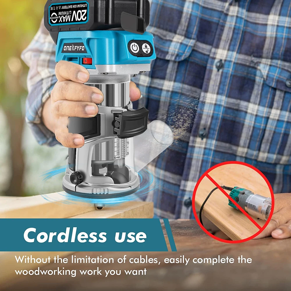 ONEKFYFD 6 Speeds Brushless Electric Hand Trimmer Cordless Wood Router Engraving Slotting Diy Tools for Makita 18V Battery 3