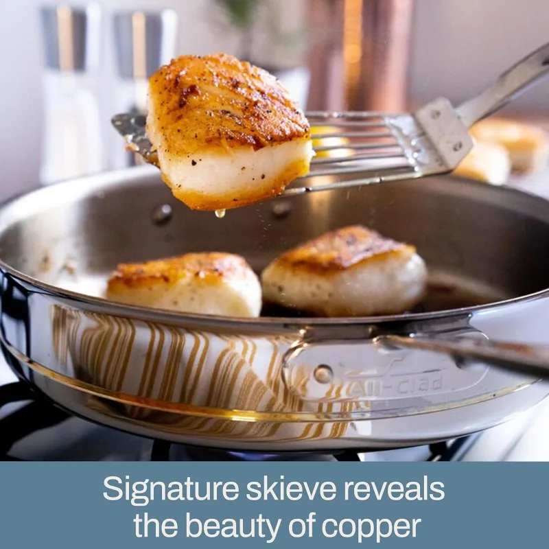 All-Clad Copper Core 5-Ply Stainless Steel Cookware Set, 5 Piece, Induction, Oven Broiler Safe 600F, Pots and Pans, Sauce Pan 3