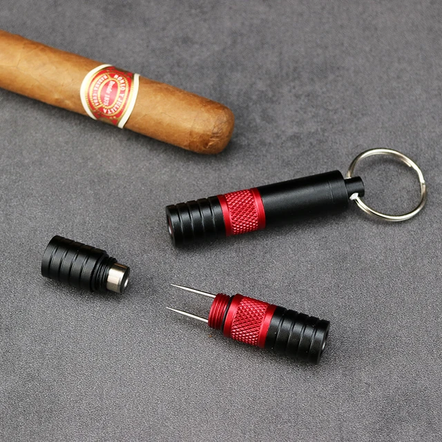 2 in 1 Multifunction Cigar Draw Enhancer Tool Smoker Dredge Drilled Cuban Portable Cigar Punch Holder Sharp Cigar Needles - Image 5