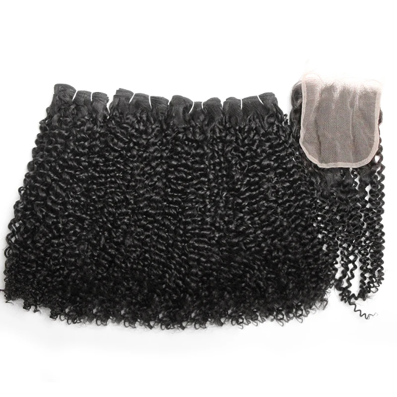 Deep Wave Bundles With Closure Human Hair 4 Bundles With Closure Remy Brazilian Hair Weave 8-14 Inch