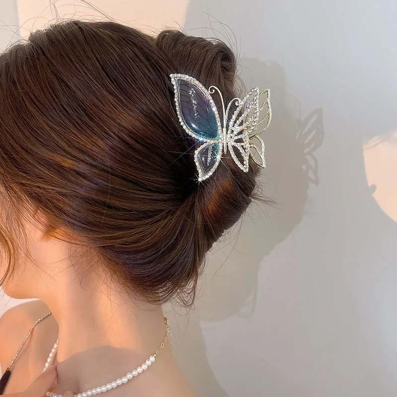 Simulation Butterfly Hair Clip For Women Fashion Rhinestone Metal Hair Claw Barrettes Hairpin Hair Accessories Headwear