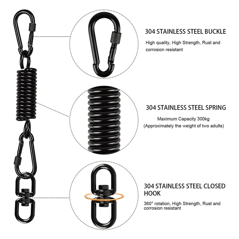 Swing Spring for Hanging Chair,with 2 Snap Hooks&360&deg; Swivel Hook,Load Capacity 250Kg for Hanging Chair,Hammock,Yoga,Etc
