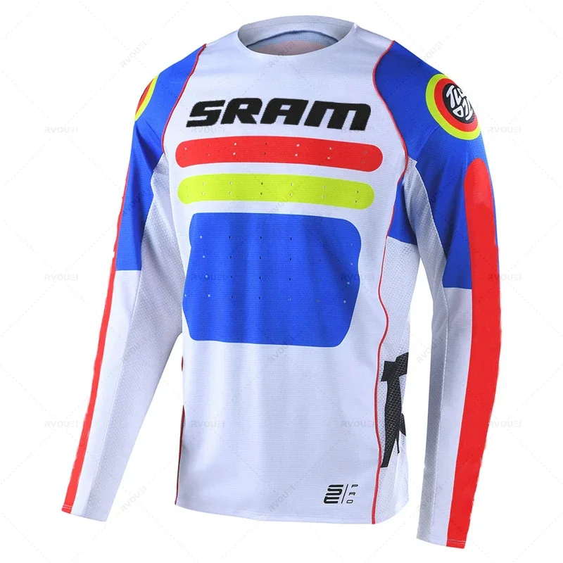 New Sram Motorcycle Off-Road Long Sleeve Cycling Jersey DH Downhill Endurance Race MTB Polyester Breathable Quick-Drying T-Shirt 4