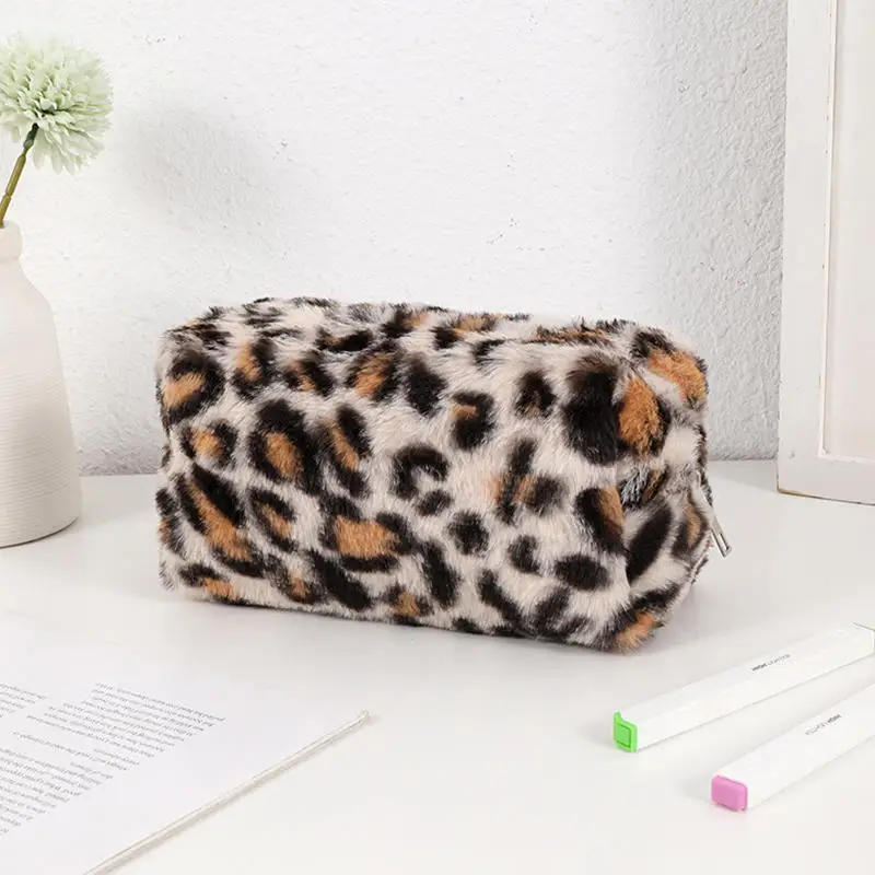 귀여운 필통 학습용 필통 열쇠 파우치 네온 레인보우 컬러 레오파드 문구류 보관 필통 학교 사무실 여행용