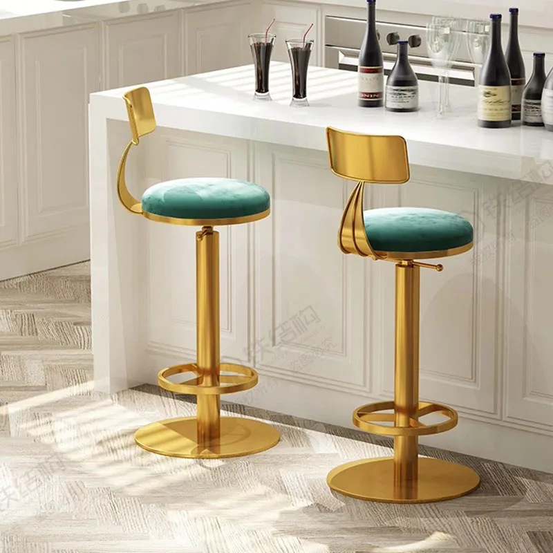 

Барный столик, расслабляющие золотые барные стулья, Зеленая Деревянная регулируемая спинка, скандинавский барный стул, эргономичный поворотный табурет альт, домашняя мебель